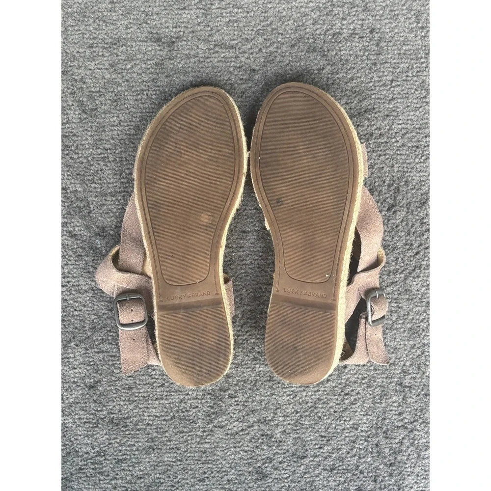 Lucky Brand Gadine Women's Espadrille Sandals Size 7 M Tan Suede Leather Comfort